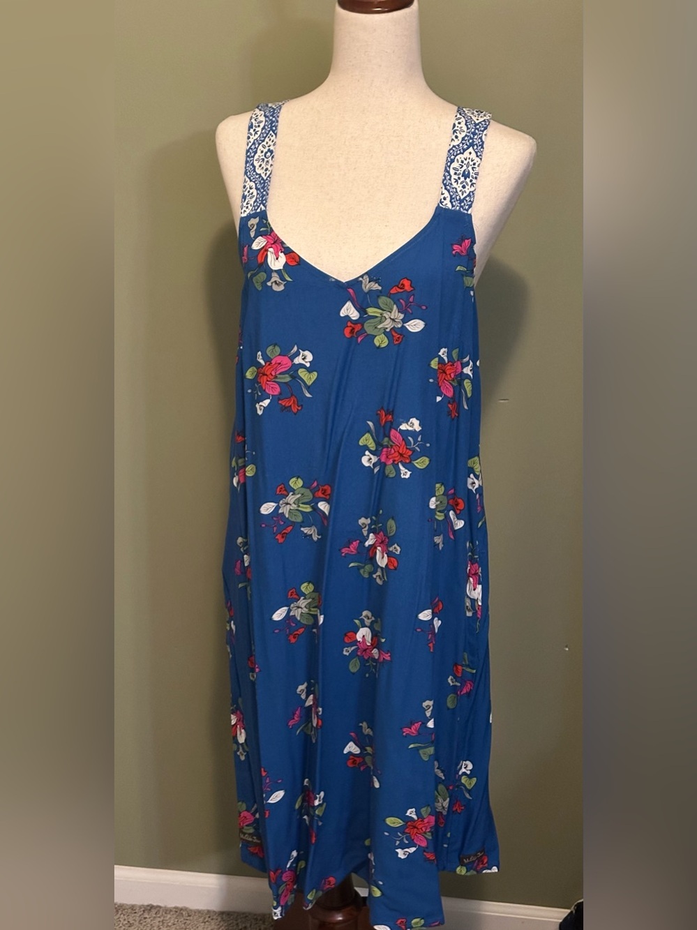 Matilda Jane Blue Floral Slip Dress with Pink & Green Accents